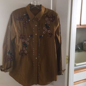 Shirt-style blouse in gold/multi